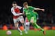 Arsenal's French defender Laurent Koscielny (L) vies with Sunderland's English striker Duncan Watmore (R) during the English FA Cup third-round football match between Arsenal and Sunderland at the Emirates Stadium in London on January 9, 2016. AFP PHOTO