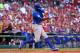 ST LOUIS, MO - OCTOBER 10: Dexter Fowler #24 of the Chicago Cubs hits an RBI single in the second inning against the St. Louis Cardinals during game two of the National League Division Series at Busch Stadium on October 10, 2015 in St Louis, Missouri. (