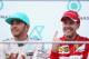 KUALA LUMPUR, MALAYSIA - MARCH 29: Sebastian Vettel of Germany and Ferrari celebrates on the podium next to Lewis Hamilton of Great Britain and Mercedes GP after winning the Malaysia Formula One Grand Prix at Sepang Circuit on March 29, 2015 in Kuala Lum