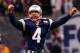 NEW ORLEANS, UNITED STATES: New England Patriots kicker Adam Vinatieri celebrates his game-winning field goal in the second half 03 February, 2002 of Super Bowl XXXVI in New Orleans, Louisiana. The Patriots defeated the St. Louis Rams 20-17 for the NFL c