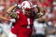 Sep 26, 2015; Lincoln, NE, USA; Nebraska Cornhuskers wide receiver Jordan Westerkamp (1) gestures after scoring a touchdown against the Southern Mississippi Golden Eagles in the first half at Memorial Stadium. Mandatory Credit: Bruce Thorson-USA TODAY Spo