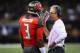 NEW ORLEANS, LA - SEPTEMBER 20: Offensive coordinator Dirk Koetter and Jameis Winston #3 of the Tampa Bay Buccaneers at Mercedes-Benz Superdome on September 20, 2015 in New Orleans, Louisiana. (Photo by Ronald Martinez/Getty Images)