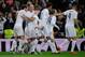 MADRID, SPAIN - JANUARY 09: Gareth Bale of Real Madrid celebrates with Pepe as he scores their 4th goal during the La Liga match between Real Madrid CF and RC Deportivo La Coruna at Estadio Santiago Bernabeu on January 9, 2016 in Madrid, Spain.(Photo by D