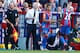 LONDON, ENGLAND - SEPTEMBER 12: Dwight Gayle of Crystal Palace replaces Bakary Sako of Crystal Palace as Alan Pardew, manager of Crystal Palace looks on during the Barclays Premier League match between Crystal Palace and Manchester City at Selhurst Park
