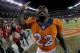 DENVER, CO - JANUARY 17: C.J. Anderson #22 of the Denver Broncos yells and celebrates as he walks off the field after the AFC Divisional Playoff Game against the Pittsburgh Steelers at Sports Authority Field at Mile High on January 17, 2016 in Denver, C