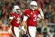 GLENDALE, AZ - JANUARY 16: Quarterback Carson Palmer #3 of the Arizona Cardinals walks off the field during the first quarter of the NFC Divisional Playoff Game against the Green Bay Packers at University of Phoenix Stadium on January 16, 2016 in Glendale