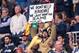 ST. LOUIS, MO - DECEMBER 17: A fan displays a sign in support of keeping the St. Louis Rams in St. Louis during the final home game of the season against the Tampa Bay Buccaneers at the Edward Jones Dome on December 17, 2015 in St. Louis, Missouri. (Photo