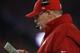 Jan 16, 2016; Foxborough, MA, USA; Kansas City Chiefs head coach Andy Reid looks on from the sidelines against the New England Patriots during the first half in the AFC Divisional round playoff game at Gillette Stadium. Mandatory Credit: David Butler II-U