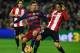 Barcelona's Argentinian forward Lionel Messi (L) vies with Athletic Bilbao's defender Xabier Etxeita during the Spanish league football match FC Barcelona vs Athletic Club Bilbao at the Camp Nou stadium in Barcelona on January 17, 2016. AFP PHOTO/ LLUIS