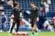 WEST BROMWICH, ENGLAND - AUGUST 23: Asmir Begovic of Chelsea and Thibaut Courtois of Chelsea before the Barclays Premier League match between West Bromwich Albion and Chelsea on August 23, 2015 in West Bromwich, United Kingdom. (Photo by Catherine Ivill