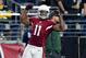 GLENDALE, AZ - JANUARY 16: Wide receiver Larry Fitzgerald #11 of the Arizona Cardinals reacts after making a catch during the third quarter of the NFC Divisional Playoff Game at University of Phoenix Stadium on January 16, 2016 in Glendale, Arizona. (Ph