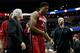 WASHINGTON, DC - JANUARY 20: Hassan Whiteside #21 of the Miami Heat walks off the floor after coming out of the game against the Washington Wizards in the first half at Verizon Center on January 20, 2016 in Washington, DC. NOTE TO USER: User expressly ack