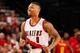 PORTLAND, OR - JANUARY 20: Damian Lillard #0 of the Portland Trail Blazers during the game against the Atlanta Hawks on January 20, 2016 at Moda Center in Portland, Oregon. NOTE TO USER: User expressly acknowledges and agrees that, by downloading and or u