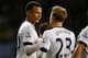 LONDON, ENGLAND - NOVEMBER 02: Dele Alli of Tottenham Hotspur (L) celebrates with Christian Eriksen (23) as he scores their second goal during the Barclays Premier League match between Tottenham Hotspur and Aston Villa at White Hart Lane on November 2, 2