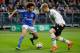 (L-R) Leroy Sane of Schalke 04, Oscar Wendt of Borussia Monchengladbach during the DFB Pokal match between Schalke 04 and Borussia Monchengladbach on October 28, 2015 at the Veltins Arena in Gelsenkirchen, Germany.(Photo by VI Images via Getty Images)