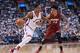TORONTO, ON - JANUARY 22: Guard DeMar DeRozan #10 of the Toronto Raptors dribbles past forward Gerald Green #14 of the Miami Heat in the third quarter at Air Canada Centre on January 22, 2016 in Toronto, Canada. NOTE TO USER: User expressly acknowledges a