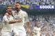 Real Madrid's Portuguese forward Cristiano Ronaldo (L) celebrates with Real Madrid's defender Sergio Ramos after scoring during the UEFA Champions League semi-final second leg football match Real Madrid FC vs Juventus at the Santiago Bernabeu stadium in M