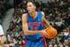 SACRAMENTO, CA - NOVEMBER 11: Tayshaun Prince #22 of the Detroit Pistons holds the ball during the game against the Sacramento Kings at Arco Arena on November 11, 2003 in Sacramento, California. The Kings won 97-91. NOTE TO USER: User expressly acknow