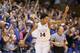 Jan 9, 2016; Durham, NC, USA; Duke Blue Devils guard Brandon Ingram (14) reacts after hitting a three point shot in their game against the Virginia Tech Hokies at Cameron Indoor Stadium. Mandatory Credit: Mark Dolejs-USA TODAY Sports