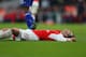 LONDON, ENGLAND - JANUARY 24: Mesut Ozil of Arsenal lies on the pitch after missing a chance during the Barclays Premier League match between Arsenal and Chelsea at the Emirates Stadium on January 24, 2016 in London, England. (Photo by Catherine Ivill -