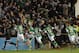 TOPSHOT - Betis' defender Alvaro Cejudo (C) celebrates after scoring during the Spanish league football match Real Betis Balompie vs Real Madrid CF at the Benito Villamarin stadium in Sevilla on January 24, 2016. AFP PHOTO / CRISTINA QUICLER / AFP / CRIS