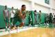 BOSTON, MA - OCTOBER 1: Jordan Mickey #55 of the Boston Celtics during practice on October 1, 2015 at the Boston Celtics Practice Facility in Waltham, Massachusetts. NOTE TO USER: User expressly acknowledges and agrees that, by downloading and or using th