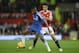 Manchester United's English defender Cameron Borthwick-Jackson (R) challenges Chelsea's Brazilian midfielder Ramires (L) during the English Premier League football match between Manchester United and Chelsea at Old Trafford in Manchester, north west Engla