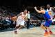 ATLANTA, GA - JANUARY 5: Jeff Teague #0 of the Atlanta Hawks drives to the basket against the New York Knicks during the game on January 5, 2016 at Philips Arena in Atlanta, Georgia. NOTE TO USER: User expressly acknowledges and agrees that, by downloadin
