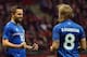 Iceland's Gylfi Sigurdsson and Birkir Bjarnason celebrate after Sigurdsson scored a penaly against Poland during the international friendly football match Poland vs Iceland on November 13, 2015 in Warsaw. AFP PHOTO/JANEK SKARZYNSKI (Photo credit sh