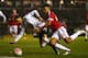 DERBY, ENGLAND - JANUARY 29: Tom Ince of Derby County battles with Cameron Borthwick-Jackson of Manchester United during the Emirates FA Cup fourth round match between Derby County and Manchester United at iPro Stadium on January 29, 2016 in Derby, Engla