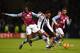 WEST BROMWICH, ENGLAND - JANUARY 23: Saido Berahino of West Bromwich Albion and Aly Cissokho of Aston Villa during the Barclays Premier League match between West Bromwich Albion and Aston Villa at The Hawthorns on January 23, 2016 in West Bromwich, Engla