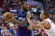 Jan 29, 2016; Portland, OR, USA; Charlotte Hornets forward Michael Kidd-Gilchrist (14) looks to pass around Portland Trail Blazers guard C.J. McCollum (3) during the first quarter at the Moda Center. Mandatory Credit: Craig Mitchelldyer-USA TODAY Sports