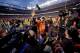 Jan 24, 2016; Denver, CO, USA; Denver Broncos quarterback Peyton Manning (18) waves to fans after the game against the New England Patriots in the AFC Championship football game at Sports Authority Field at Mile High. Mandatory Credit: Kevin Jairaj-USA TO