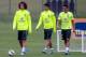 Marquinhos (R) works well with Luiz and Silva.