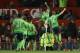Southampton's English striker Charlie Austin (2R) celebrates scoring the opening goal during the English Premier League football match between Manchester United and Southampton at Old Trafford in Manchester, north west England, on January 23, 2016. AFP PH