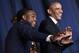 US President Barack Obama poses with University of Alabama football player and Heisman Trophy winner Derrick Henry (L) at the National Prayer Breakfast on February 4,2016 in Washington, DC. / AFP / MANDEL NGAN (Photo credit should read MANDEL NGAN/