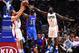 LOS ANGELES, CA - DECEMBER 21: Kevin Durant #35 of the Oklahoma City Thunder has his shot contested by Blake Griffin #32 and Lance Stephenson #1 of the Los Angeles Clippers during a 100-99 Thunder win at Staples Center on December 21, 2015 in Los Angeles