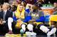 CLEVELAND, OH - JANUARY 18: Stephen Curry #30 and Draymond Green #23 of the Golden State Warriors on the bench during the second half against the Cleveland Cavaliers at Quicken Loans Arena on January 18, 2016 in Cleveland, Ohio. The Warriors defeated the