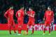 LEICESTER, ENGLAND - FEBRUARY 02: (L to R) Emre Can, Roberto Firmino, James Milner and Adam Lallana of Liverpool react after Leicester City's first goal during the Barclays Premier League match between Leicester City and Liverpool at The King Power Stadiu