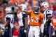 DENVER, CO - JANUARY 24: T.J. Ward #43 of the Denver Broncos gestures after a play in the first half against the New England Patriots in the AFC Championship game at Sports Authority Field at Mile High on January 24, 2016 in Denver, Colorado. (Photo by