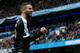 Leicester City's Algerian midfielder Riyad Mahrez celebrates after scoring his team's second goal during the English Premier League football match between Manchester City and Leicester City at the Etihad Stadium in Manchester, north west England, on Febr