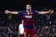 BARCELONA, SPAIN - FEBRUARY 03: Luis Suarez of FC Barcelona celebrates after scoring his team's seventh goal during the Copa del Rey Semi Final first leg match between FC Barcelona and Valencia at Nou Camp on February 3, 2016 in Barcelona, Spain. (Photo