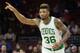 Jan 24, 2016; Philadelphia, PA, USA; Boston Celtics guard Marcus Smart (36) reacts to his score against the Philadelphia 76ers during the second quarter at Wells Fargo Center. Mandatory Credit: Bill Streicher-USA TODAY Sports