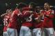 United celebrate during their "sparkling" display against Stoke.