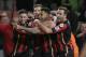 Bournemouth celebrate during their victory over United.