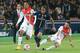 PARIS, FRANCE - OCTOBER 05: Anthony Martial and Joo Moutinho of AS Monaco and Lucas Moura of Paris Saint-Germain during the French Ligue 1 between Paris Saint-Germain FC and AS Monaco FC at Parc Des Princes on October 05, 2014 in Paris, France. (Photo b