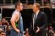 LOS ANGELES - DECEMBER 11: Kevin Love #42 of the Minnesota Timberwolves receives direction from head coach Kurt Rambis during a game against the Los Angeles Lakers at Staples Center on December 11, 2009 in Los Angeles, California. NOTE TO USER: User expr