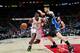 ATLANTA, GA - FEBRUARY 8: Paul Millsap #4 of the Atlanta Hawks drives to the basket against the Orlando Magic on February 8, 2016 at Philips Arena in Atlanta, Georgia. NOTE TO USER: User expressly acknowledges and agrees that, by downloading and/or using