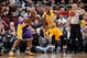 CLEVELAND, OH - FEBRUARY 10: LeBron James #23 of the Cleveland Cavaliers handles the ball against Kobe Bryant #24 of the Los Angeles Lakers on February 10, 2016 at Quicken Loans Arena in Cleveland, Ohio. NOTE TO USER: User expressly acknowledges and agr