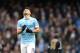Manchester City's Argentinian striker Sergio Aguero reacts during the English Premier League football match between Manchester City and Leicester City at the Etihad Stadium in Manchester, north west England, on February 6, 2016.
Leicester won the match 3